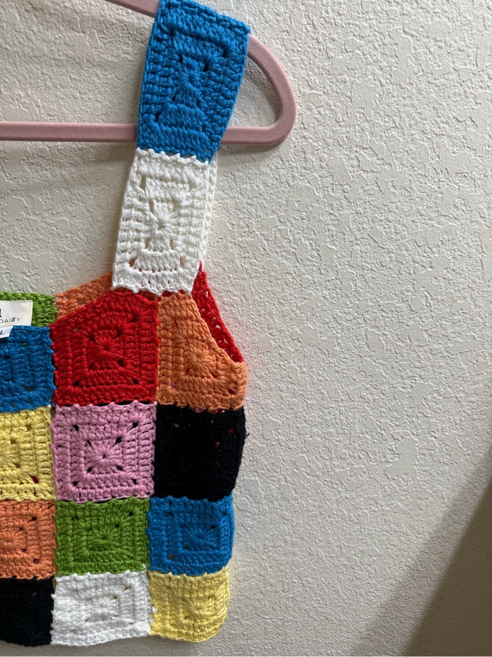 Colorful Crochet Granny Square Patchwork Crop Tank Top - Picture 3 of 7